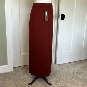 NWT sweater like material full length maxi skirt solid rust color substantial